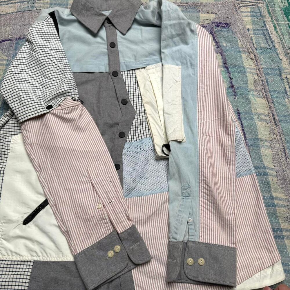 Custom Upcycled Patchwork Utility Shirt Jacket | One-of-One Reworked Overshirt - Picture 7 of 8